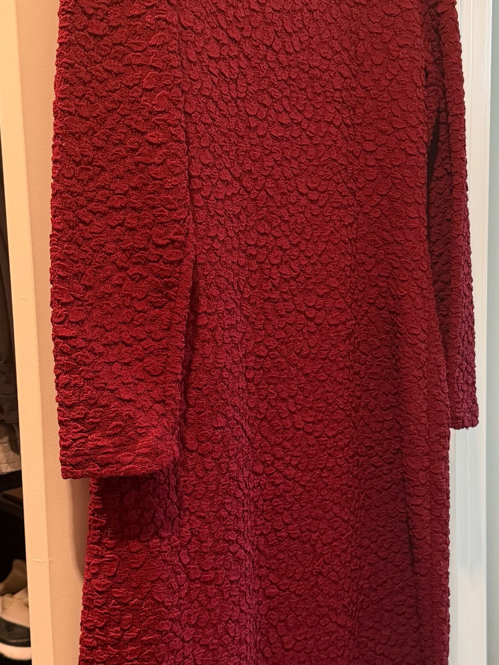 Hyacinth House Maroon Textured Long-Sleeve Women's Dress